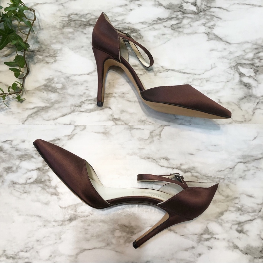 Something Bleu Bridal Satin Heels Purple Sz 7.5
